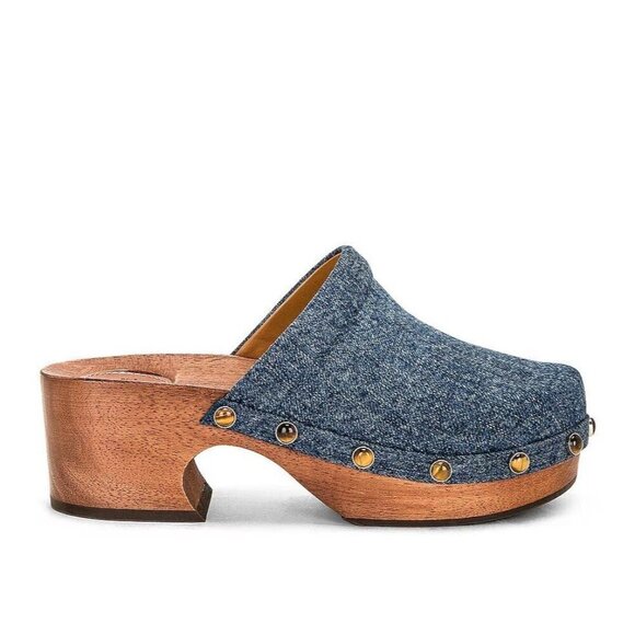 CHLOE Aurna Clogs in Denim 36 With Box Womens Jean Shoes Jean Slides Mules - Picture 4 of 16
